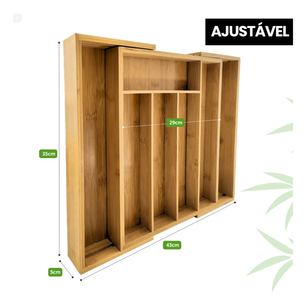 BambuSort – Organizador Porta-Talheres em Bambu Antibacteriano