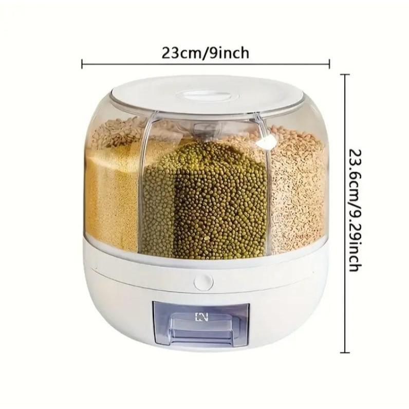 Dispenser Giratório Organizador de Alimentos com 6 Compartimentos para Grãos, Cereais Luxo
