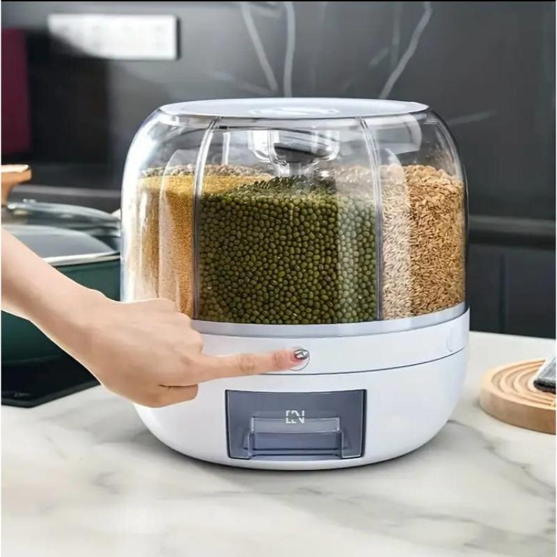 Dispenser Giratório Organizador de Alimentos com 6 Compartimentos para Grãos, Cereais Luxo