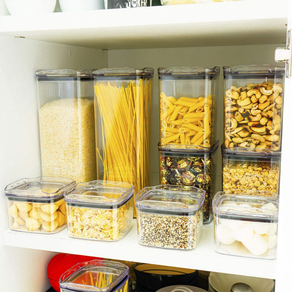 Kit 6 Organizadores Pote Hermético Empilhável em Acrílico Organizador para Alimentos
