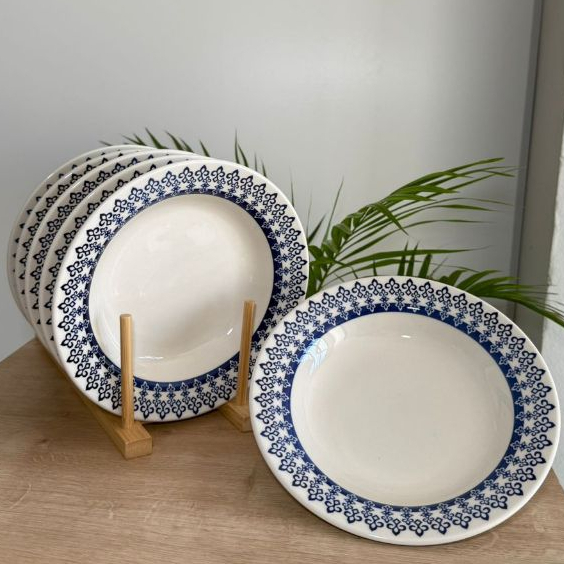 Jogo De Prato Fundo Grecia 06 peças Ceramica Oxfor Biona 21,5cm