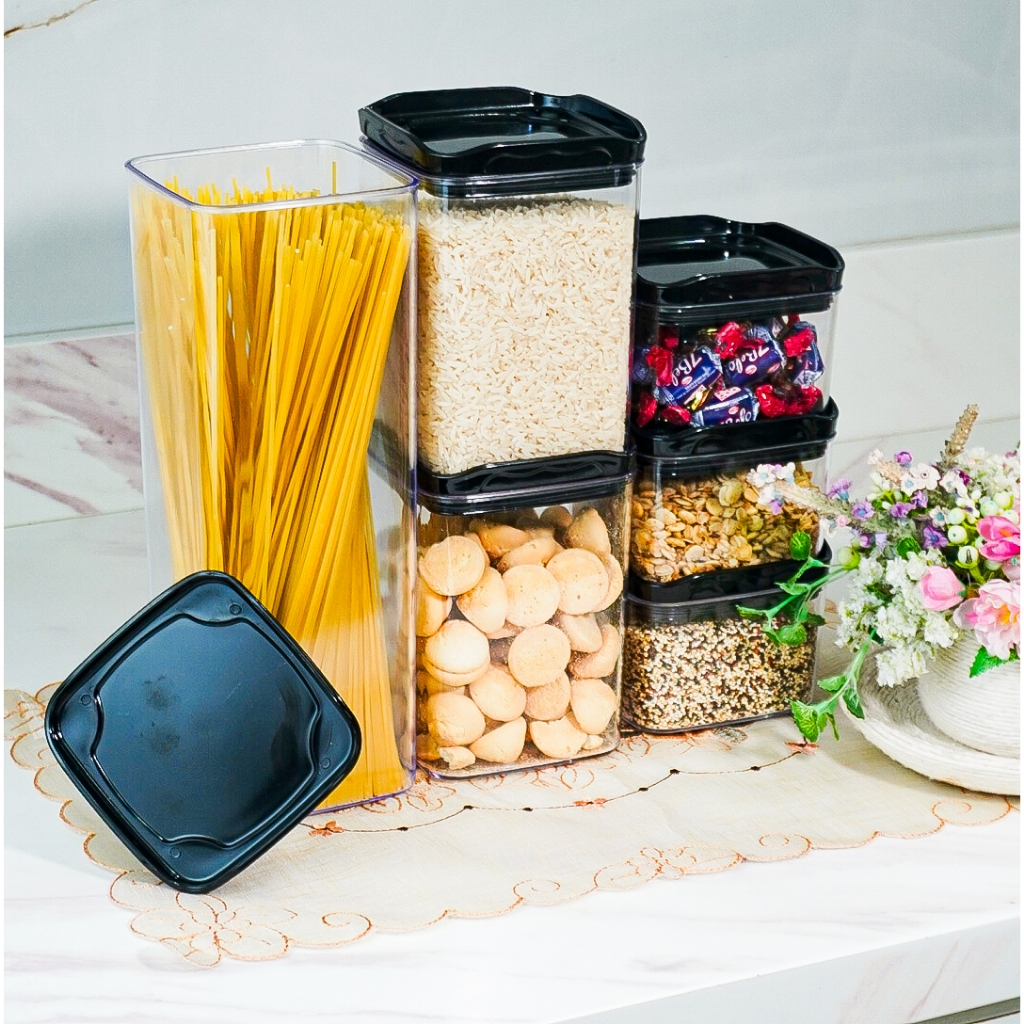 Kit 6 Organizadores Pote Hermético Empilhável em Acrílico Organizador para Alimentos