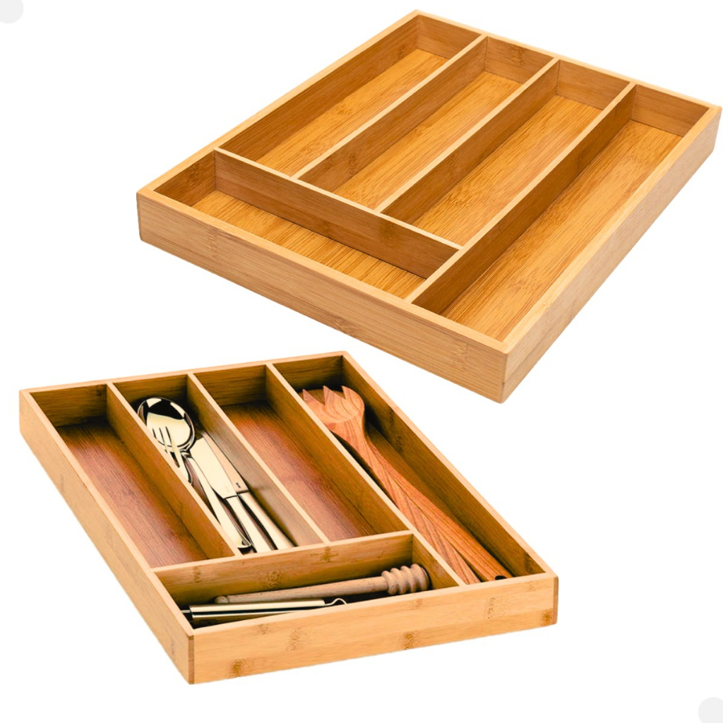 Organizador Gaveta Porta Talheres Bambu Antibacteriano Antiodor
