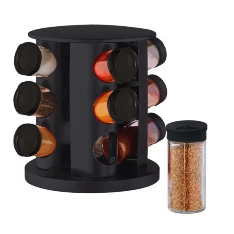 Porta Temperos de Vidro Giratório 360° – 9 ou 12 Potes