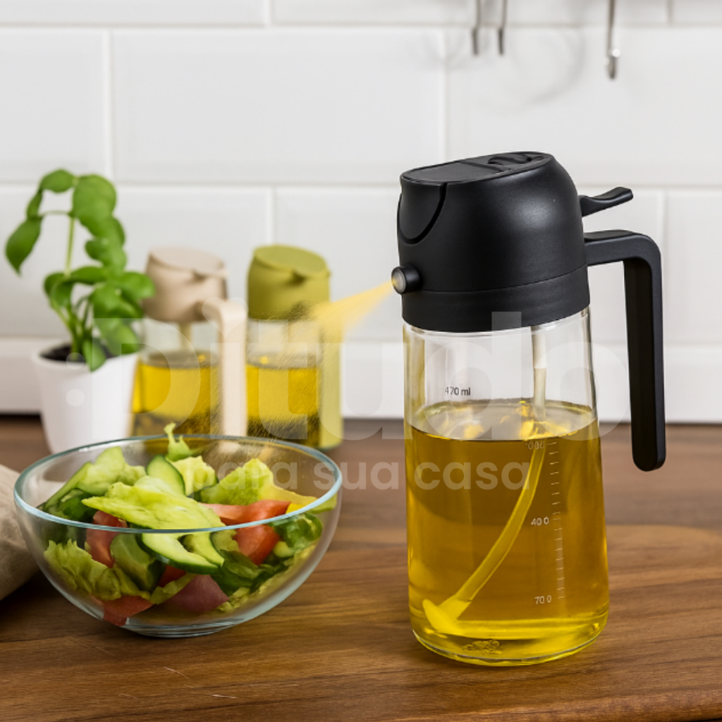 OilSpray – Galheteiro de Vidro 2 em 1 com Dosador e Spray