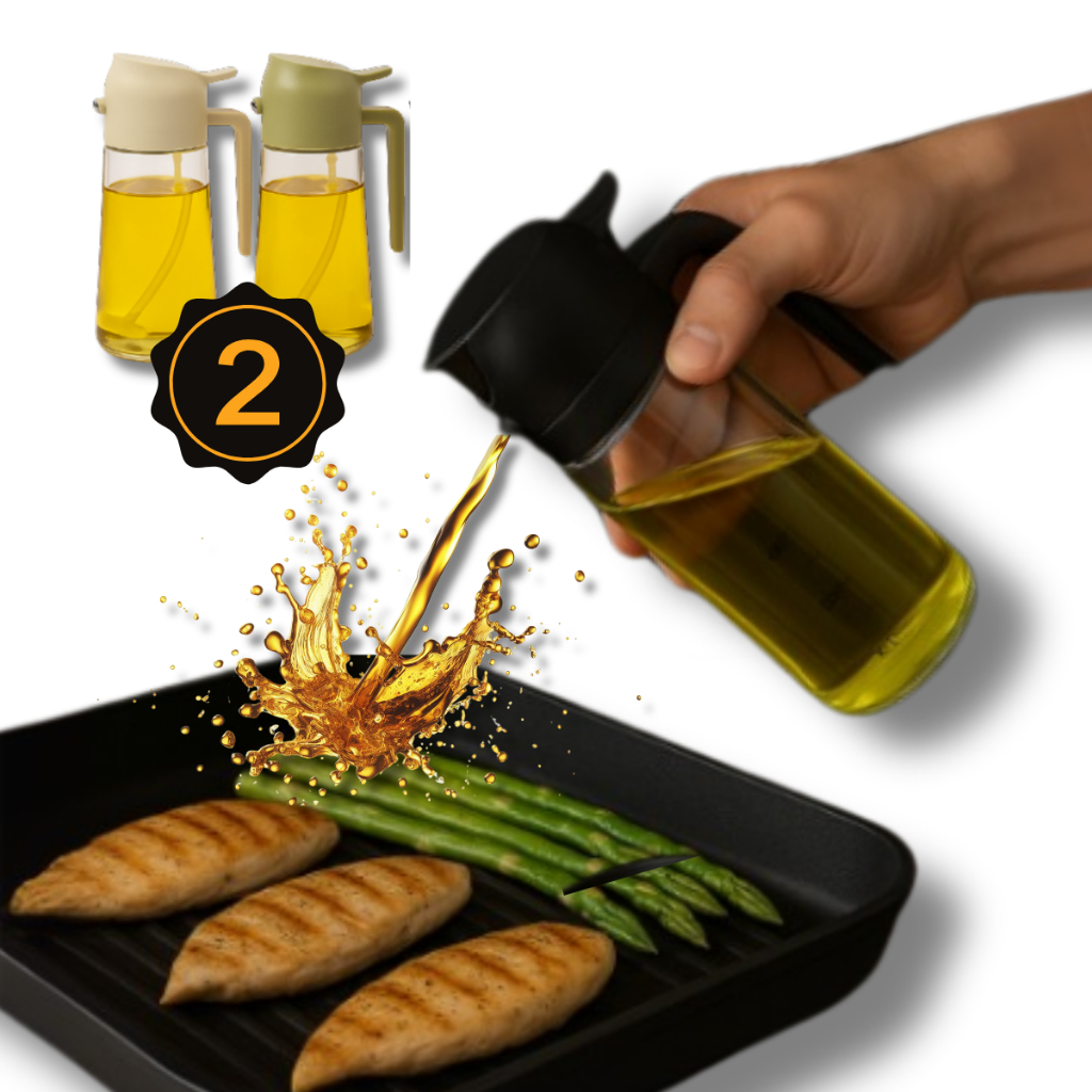 OilSpray – Galheteiro de Vidro 2 em 1 com Dosador e Spray