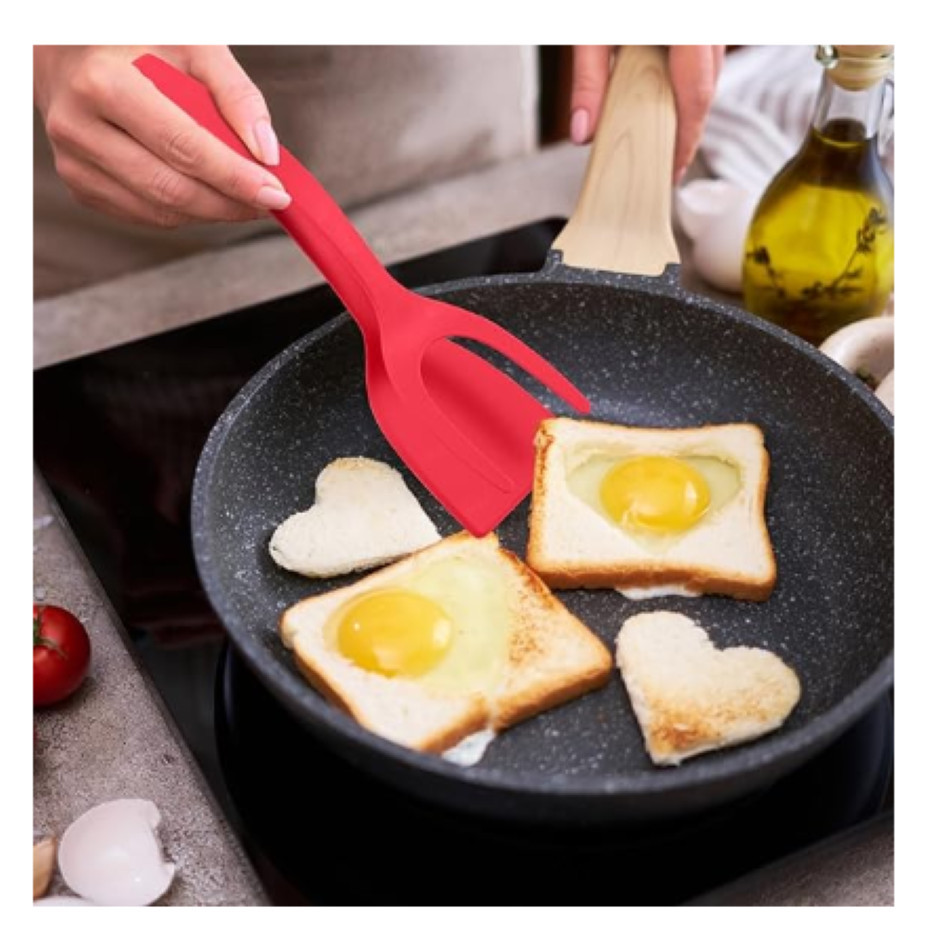 Pinças Com Espátula de comida 2 em 1 com aderência flip, pinça de espátula para ovos e Panquecas/Peixe/Omelete